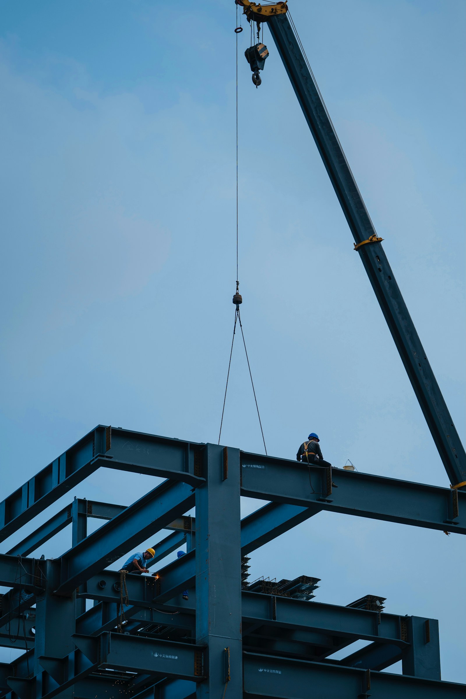 Construction team working on a site in natural light